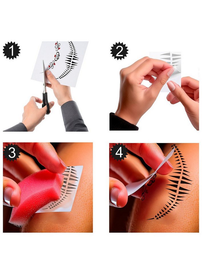 Metamorph Theaterschminke Dia de los Muertos Gesichts-Klebetattoo - Fasching, Temporäres Haut-Tattoo für krasse Effekte auch ohne Schminkkünste Bild 3
