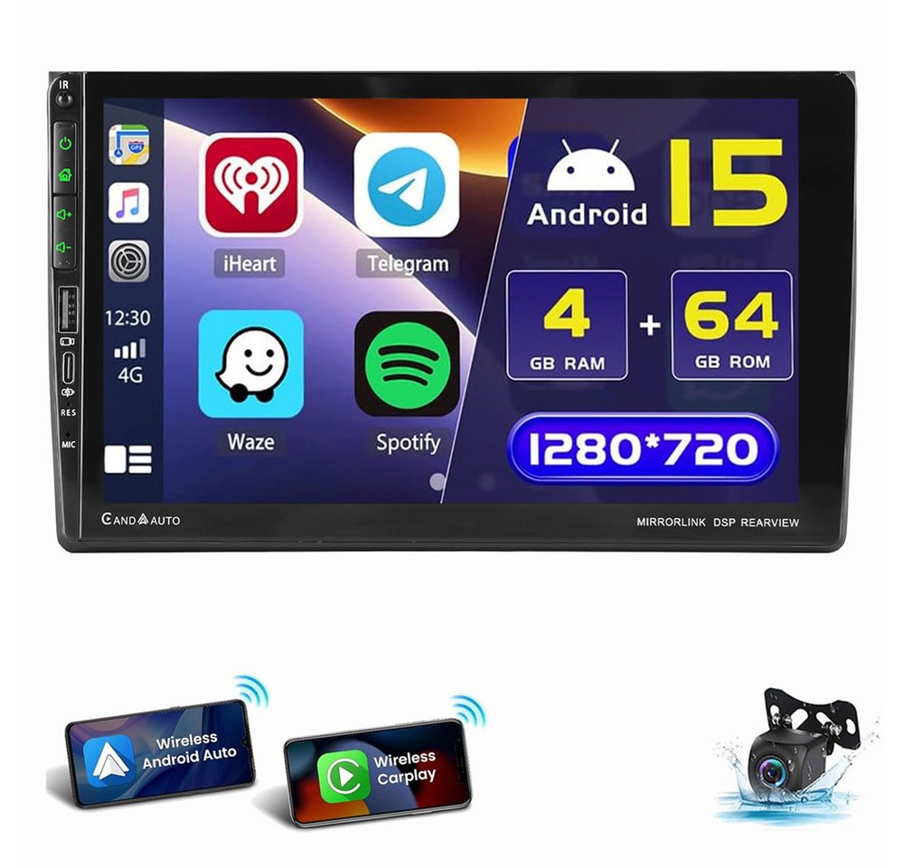 ESSGOO Für Audi A4 S4 RS4 B6 B7 SEAT EXEO CarPlay 4+64G Autoradio Android 15 Autoradio (4+64GB, FM, GPS NAVI SWC RDS) Bild 2