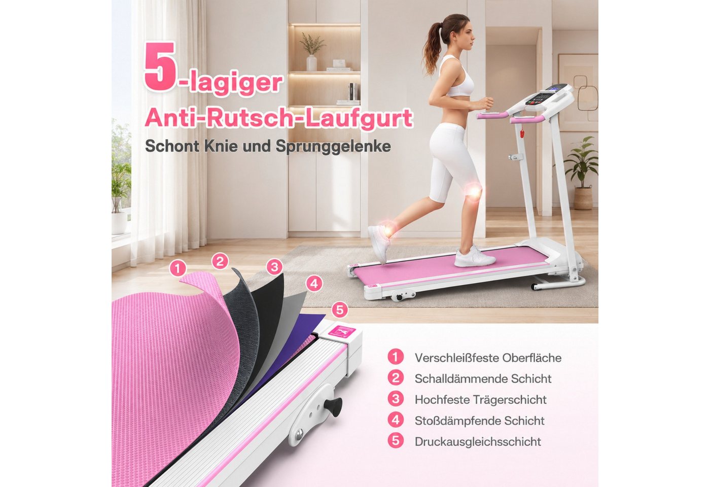 ANYSUN Laufband Klappbare Laufbänder für zu Hause, tragbares elektrisches Laufband (Laufband mit Steigungsverstellung, und Griffen 2,5 PS kleines Laufband für zu Hause), mit LED-Display.,elektrisches Laufband für Homeoffice und Wohnbereich
