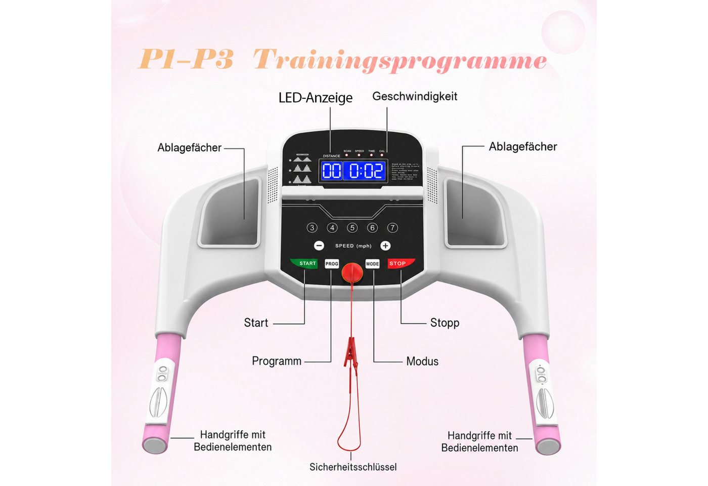 ANYSUN Laufband Klappbare Laufbänder für zu Hause, tragbares elektrisches Laufband (Laufband mit Steigungsverstellung, und Griffen 2,5 PS kleines Laufband für zu Hause), mit LED-Display.,elektrisches Laufband für Homeoffice und Wohnbereich Bild 2