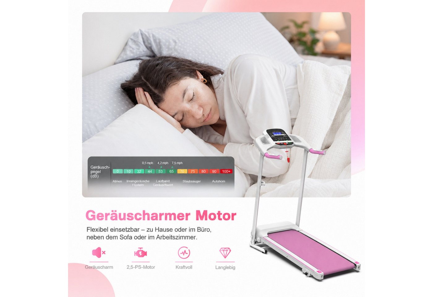 ANYSUN Laufband Klappbare Laufbänder für zu Hause, tragbares elektrisches Laufband (Laufband mit Steigungsverstellung, und Griffen 2,5 PS kleines Laufband für zu Hause), mit LED-Display.,elektrisches Laufband für Homeoffice und Wohnbereich Bild 3