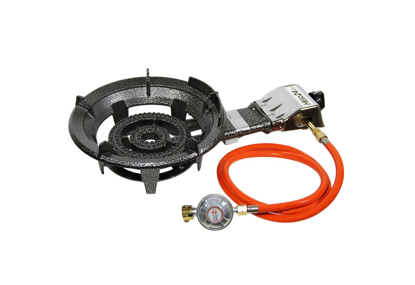 HELO24 Gaskocher Hockerkocher Camping Wok 9 kW 2 Ring-Brenner H4 + Schlauch + Regler Bild 4