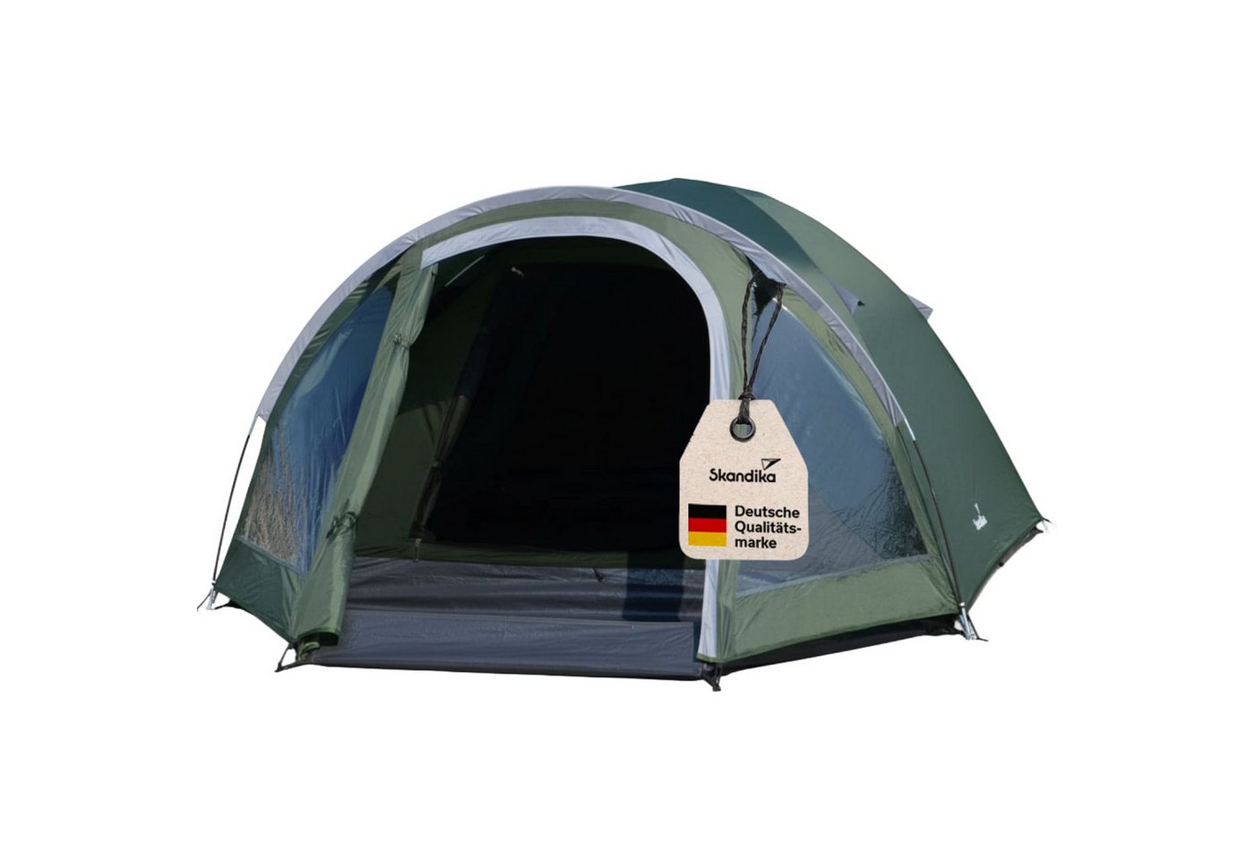 Skandika Kuppelzelt mit Vorbau Larvik für 3 Sleeper, Sleeper Technology, Tragetasche, Personen: 3 (Kabine mit fest eingenähtem Zeltboden, Farbig markiertes Gestänge), Wasserdicht 3000 mm, Dreiecksfenster, Moskitonetz, Kabeldurchführung Bild 3
