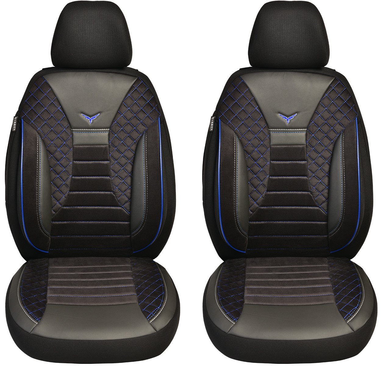 BREMER SITZBEZÜGE Autositzbezug für VW T-Roc Bj ab 2017 (PS806), Set, 2-tlg., Schonbezüge Sitzbezüge Fahrer und Beifahrer, in Schwarz/Blaue Naht Bild 3