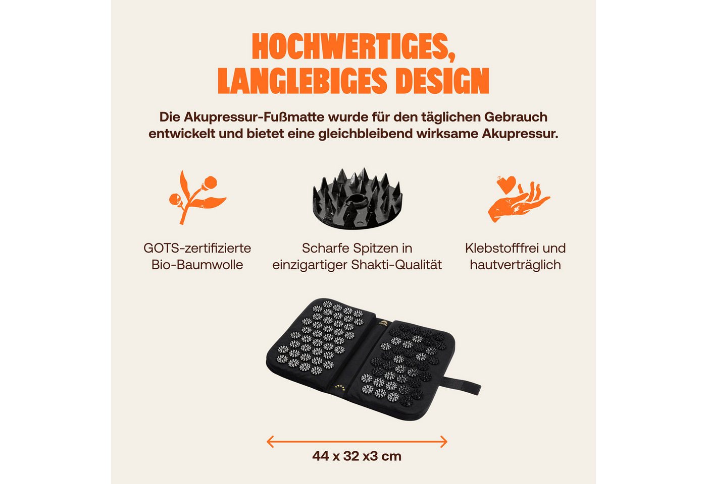 ShaktiMat Akupressurmatte Akupressur Fußmatte zur Entspannung - Bio-Baumwolle, Faire Produktion, Ethische Handarbeit, GOTS-zertifizierte Bio-Baumwolle Bild 3