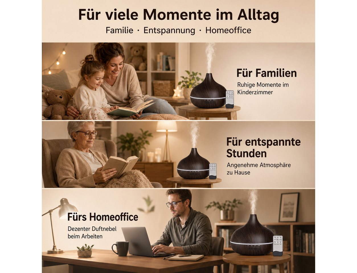 Forrlite Diffuser Aromavernebler, Ultraschall-Vernebler für Zuhause, 0,55 l Wassertank, Luftbefeuchter, Duftspender für Schlafzimmer, Büro und Wohnraum Bild 5