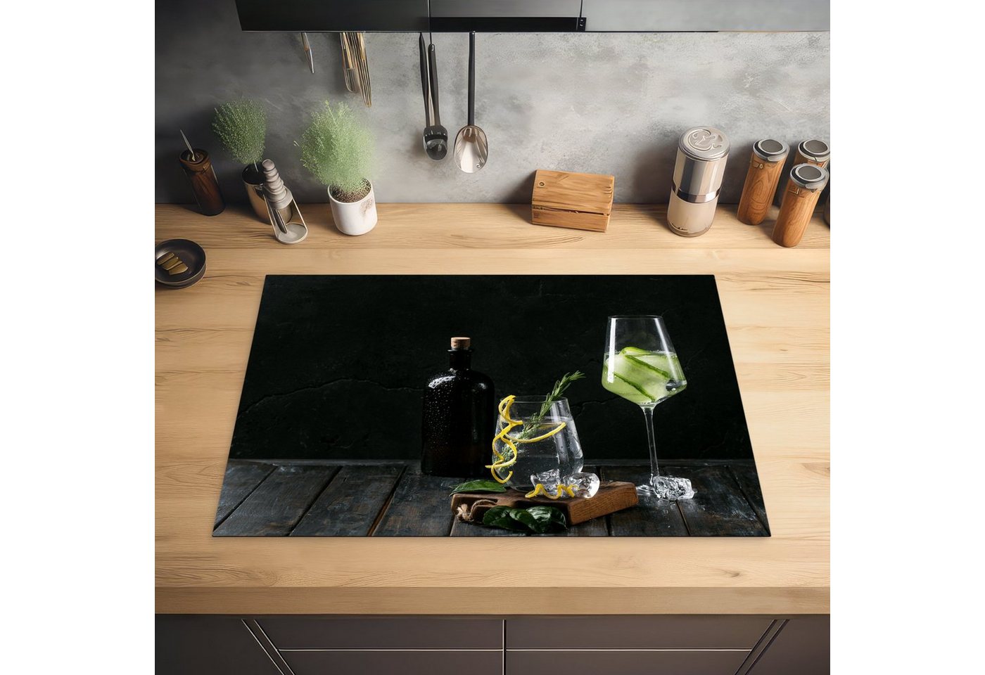 MuchoWow Herd-Abdeckplatte Weinglas - Induktionsschutz - Getränk - Glas, Vinyl, (1 tlg), Cerankochfeld Abdeckung, Herd Abdeckplatten Vinyl, 76x51.5 cm Bild 4