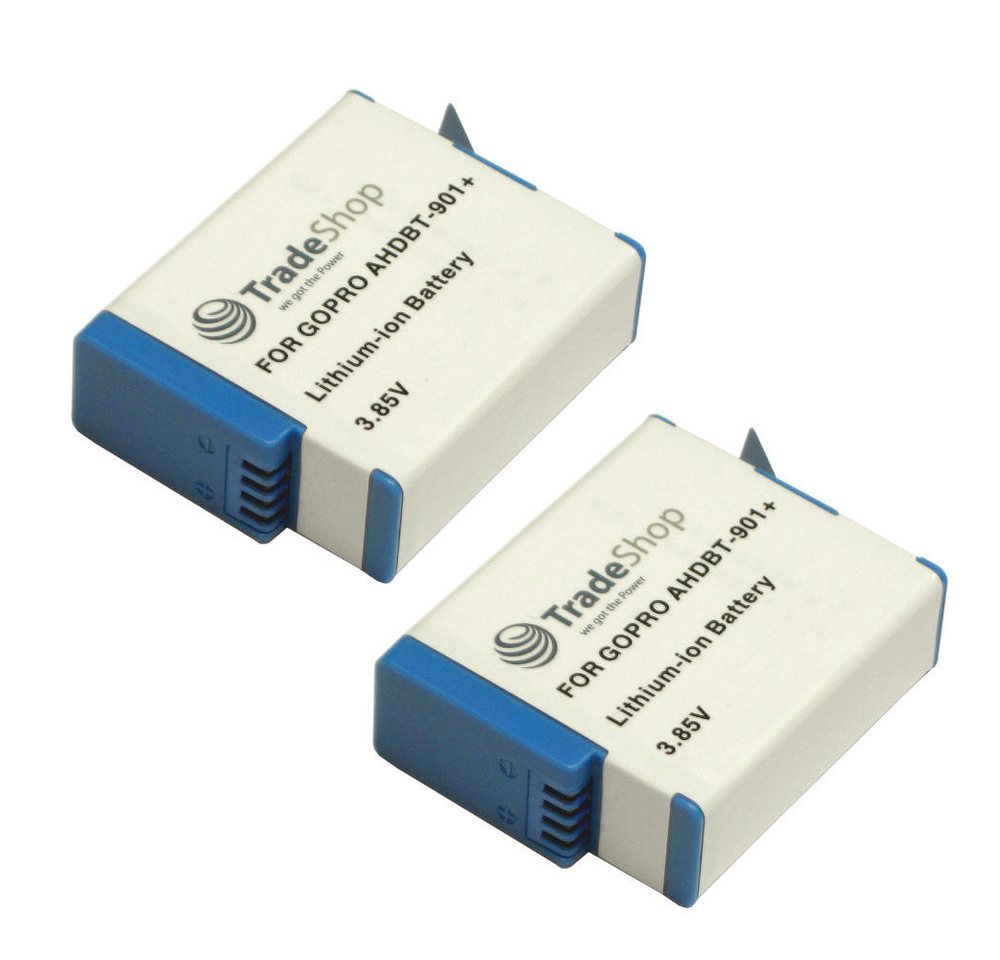 Trade-Shop 2x Akku passend für GoPro Hero9 Hero10 Hero11 Hero12 Black Kamera-Akku Li-Ion 1900 mAh (3,85 V)