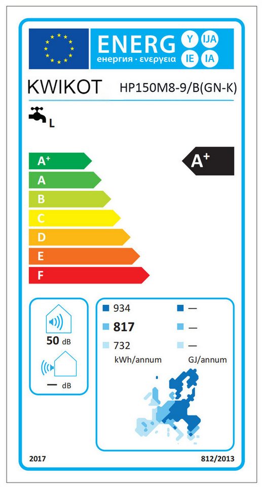 Haier Warmwasser-Wärmepumpe Kwikot by Haier Brauchwasserwärmepumpe Trinkwasser HP150M8-9 150L R290, Energieklasse A+