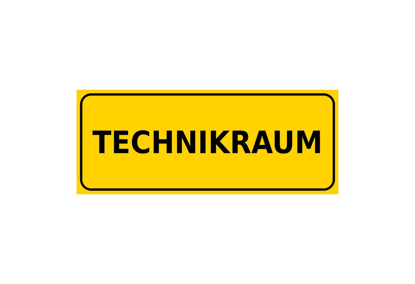 Nomiro Hinweisschild NOMIRO Türschild Hinweisschild Technikraum 15x6 cm - Kunststoff gelb s, (1 St), selbstklebend, lasergraviert