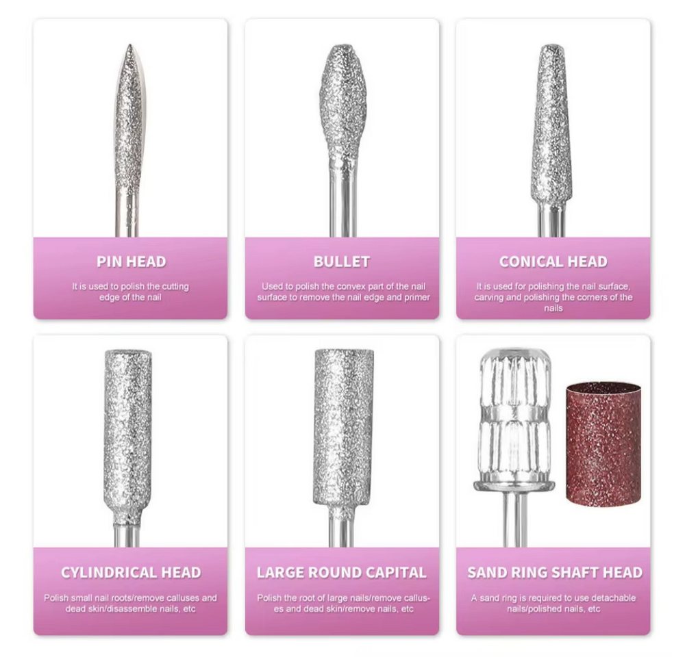 Athlix Maniküre-Pediküre-Set elektrische Nagelbohrmaschine Gelnägel Nagelbohrer, Entfernen von Gel-/Acryllack, Hornhautentfernung & Polieren Bild 3