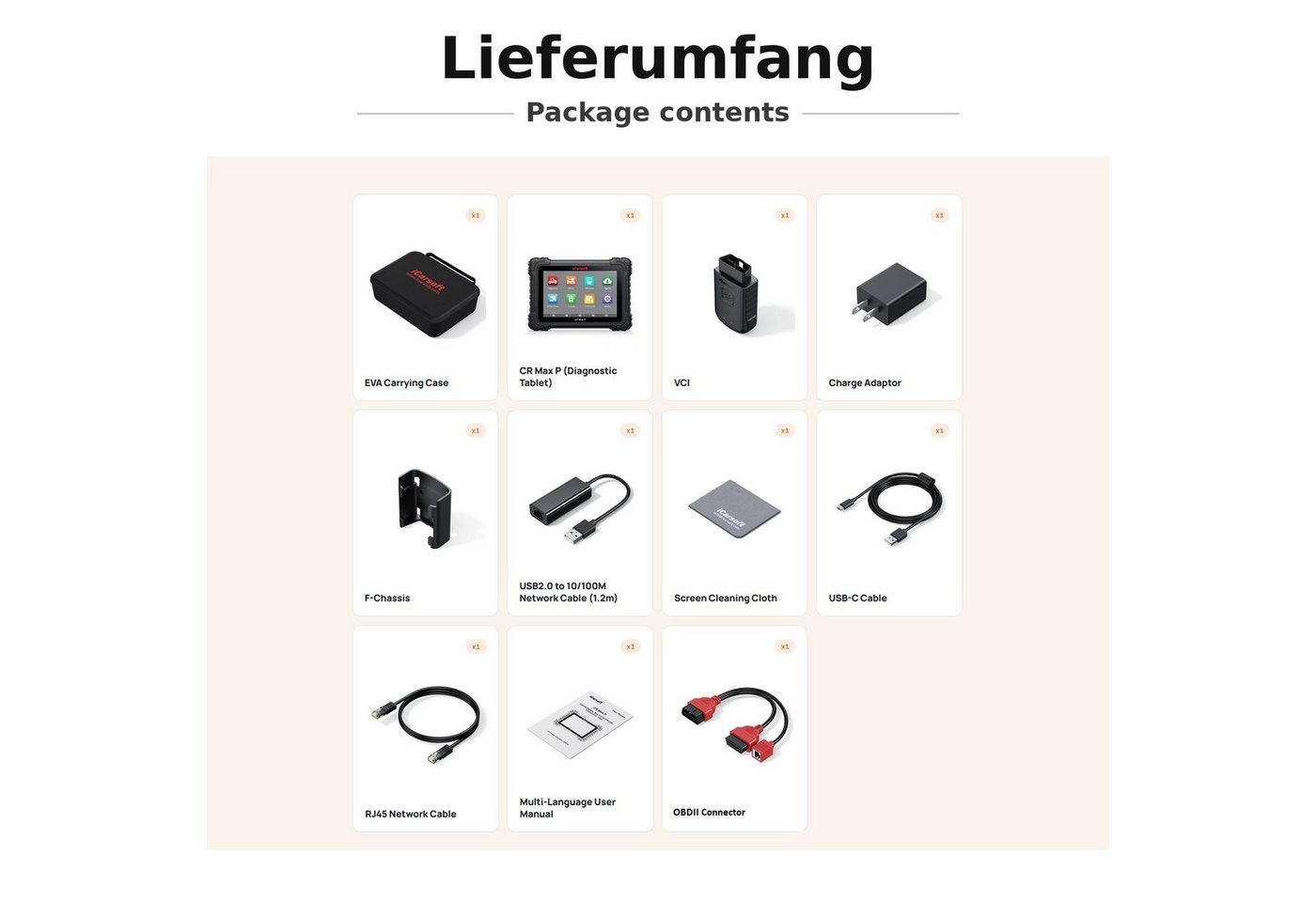 iCarsoft OBD2-Diagnosegerät CR Max P OBD Diagnose 10" Touchscreen 58+ Marken CAN-FD DoIP, Android Bild 5