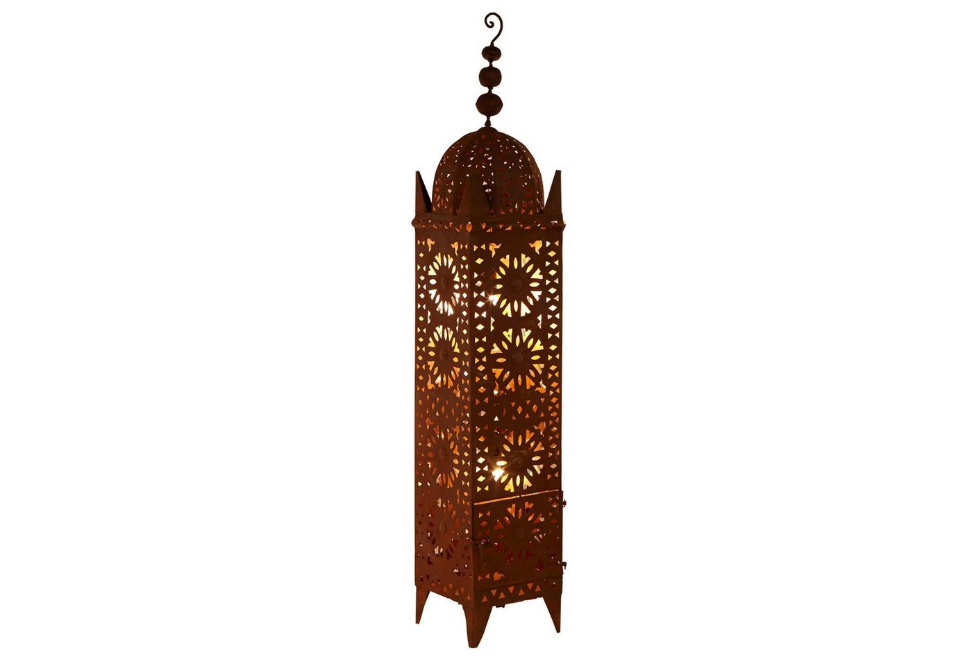 Casa Moro Laterne Orientalische Eisenlaterne Hilal H144 cm marokkanisches Windlicht (in edelrost-braun für Außen & Innen, hängend & stehend), Garten Deko Laterne - Kunsthandwerk aus Marokko L1658 Bild 2