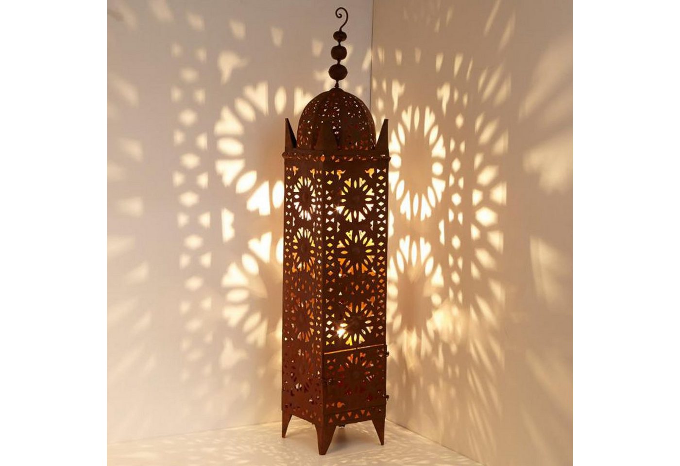 Casa Moro Laterne Orientalische Eisenlaterne Hilal H144 cm marokkanisches Windlicht (in edelrost-braun für Außen & Innen, hängend & stehend), Garten Deko Laterne - Kunsthandwerk aus Marokko L1658 Bild 3