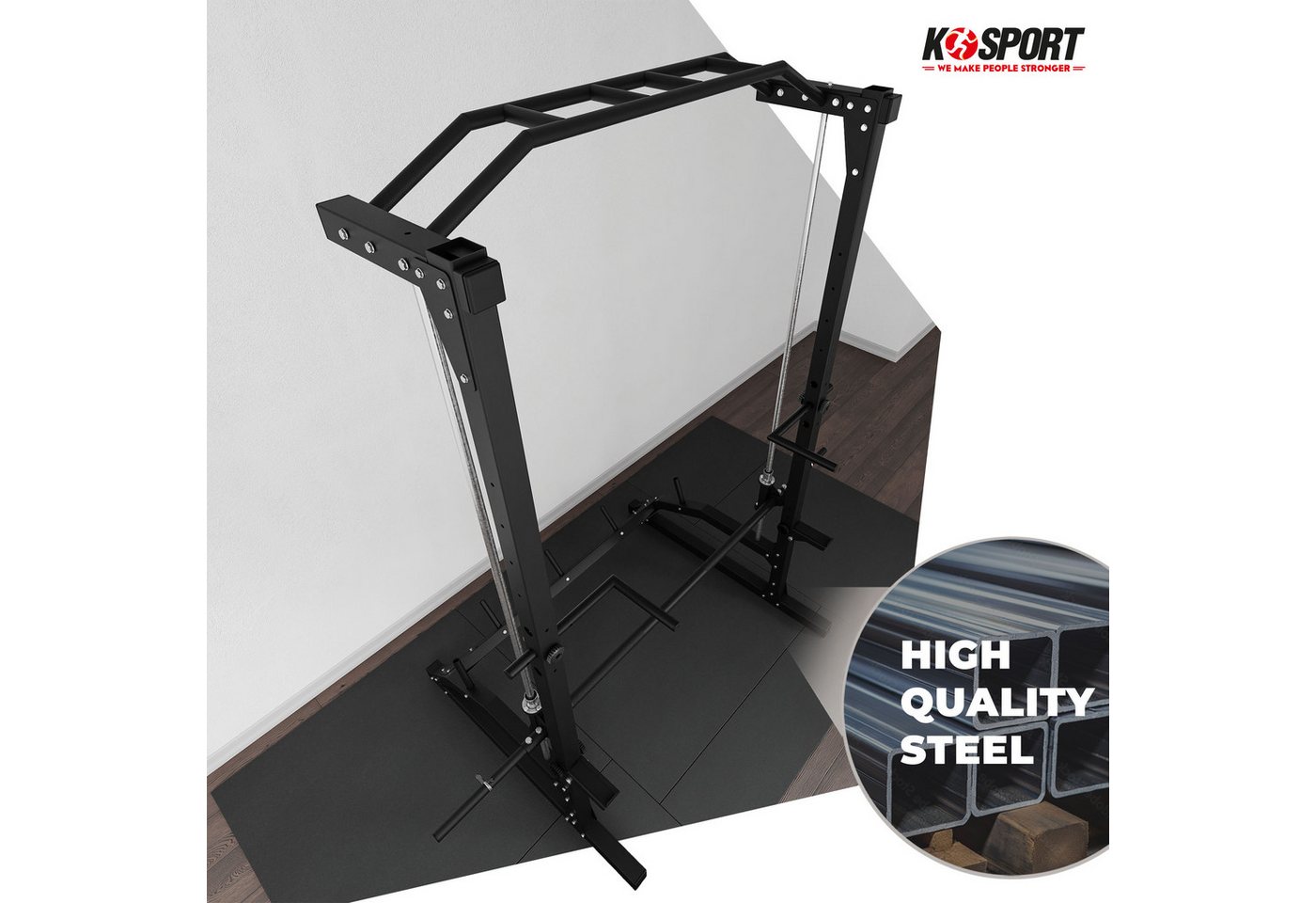 K-SPORT Kraftstation SMITH MACHINE bis 175kg belastbar, (Multipresse, geführte Bewegung der Hantelstange), Made in EU! Bild 3