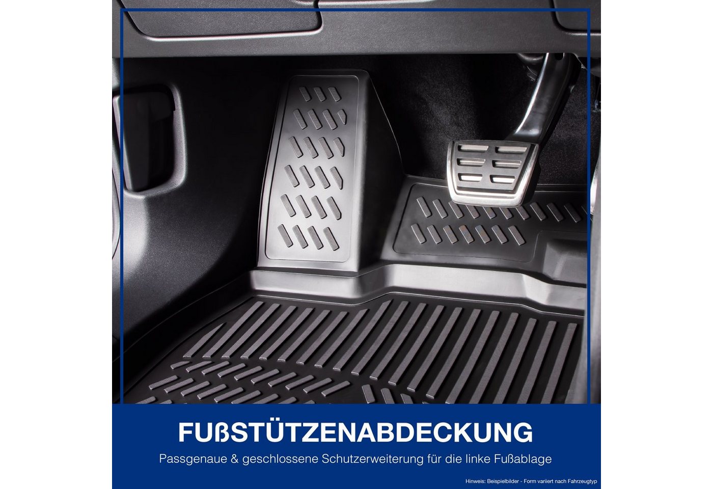 ELMASLINE Passform-Fußmatten 3D Gummimatten für SKODA KODIAQ (4 St), für SKODA KODIAQ, (2016-2023) - 3D Gummimatten mit hohem Rand