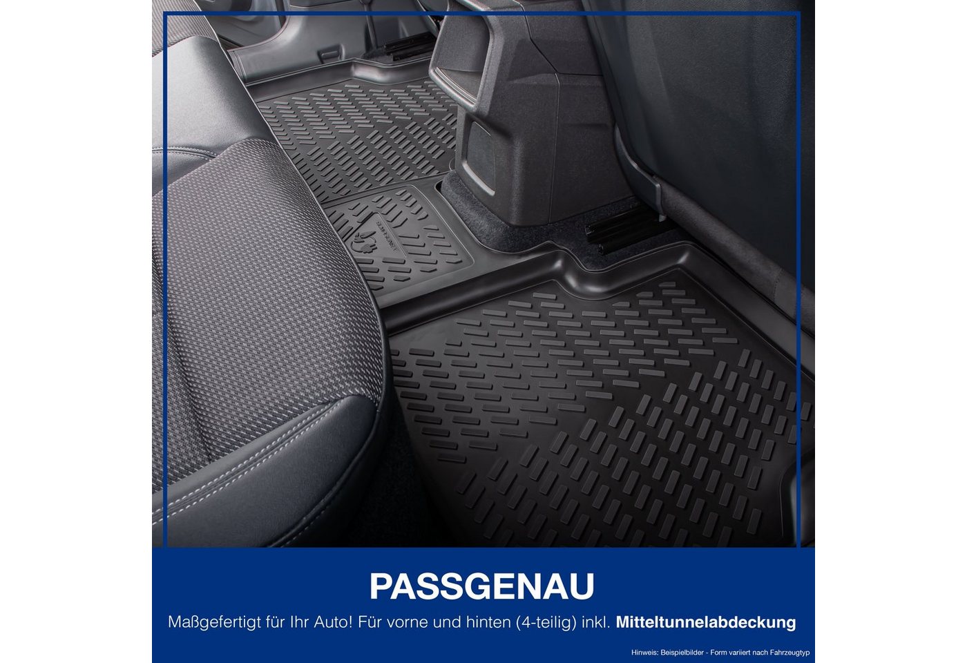 ELMASLINE Passform-Fußmatten 3D Gummimatten für SKODA KODIAQ (4 St), für SKODA KODIAQ, (2016-2023) - 3D Gummimatten mit hohem Rand Bild 3