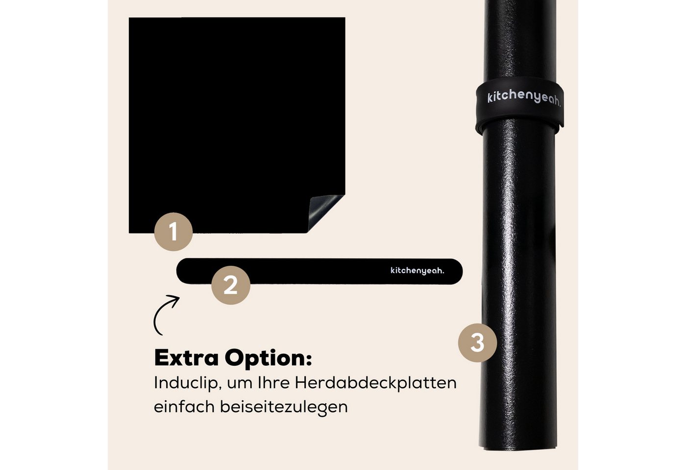 MuchoWow Herd-Abdeckplatte Schwarz - Solide - Marke, Vinyl, (1 tlg), Abdeckplatte für Ceranfeld, Herd Inductionsmatte, 57.6x51.6 cm Bild 3