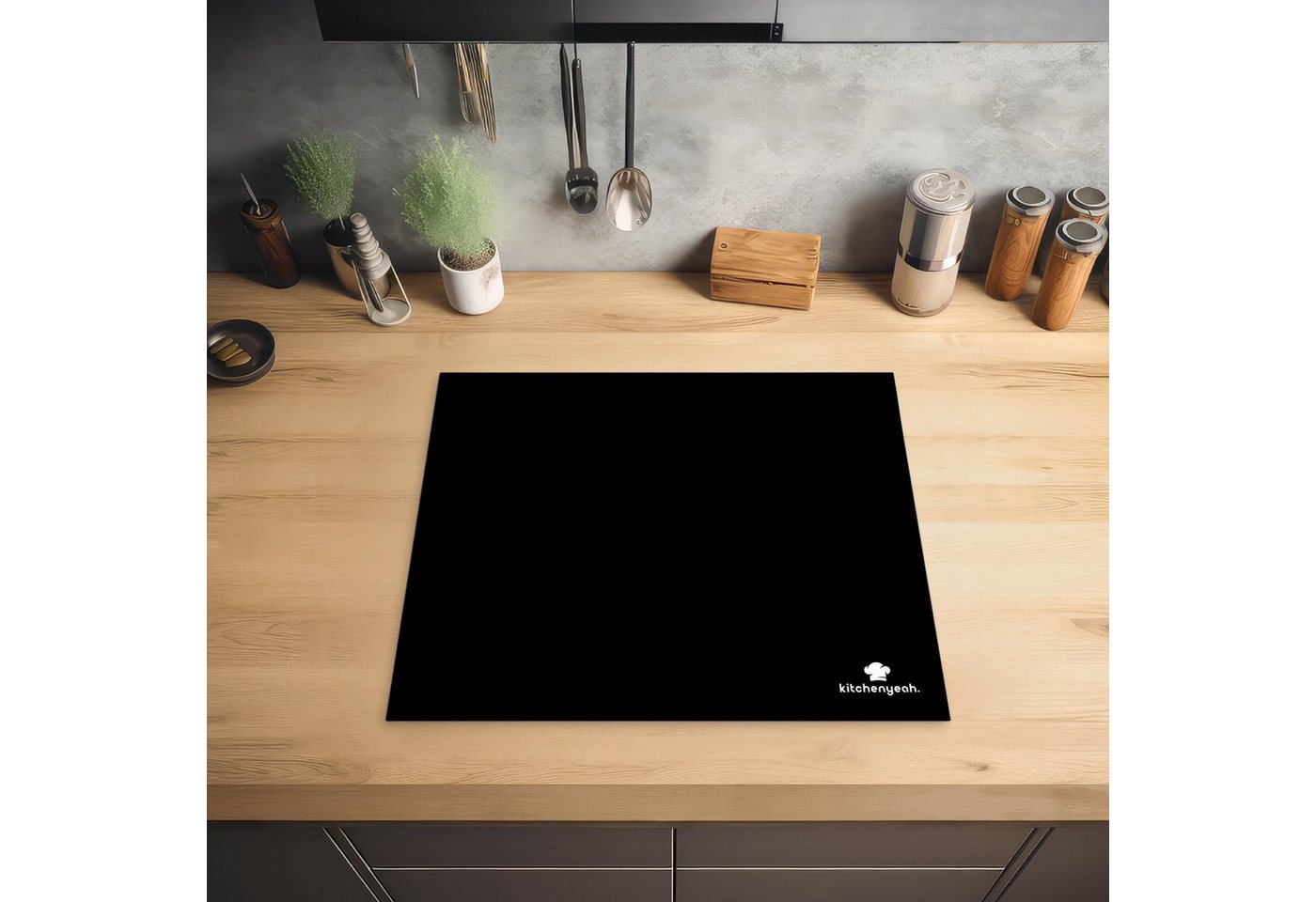 MuchoWow Herd-Abdeckplatte Schwarz - Solide - Marke, Vinyl, (1 tlg), Abdeckplatte für Ceranfeld, Herd Inductionsmatte, 57.6x51.6 cm Bild 5