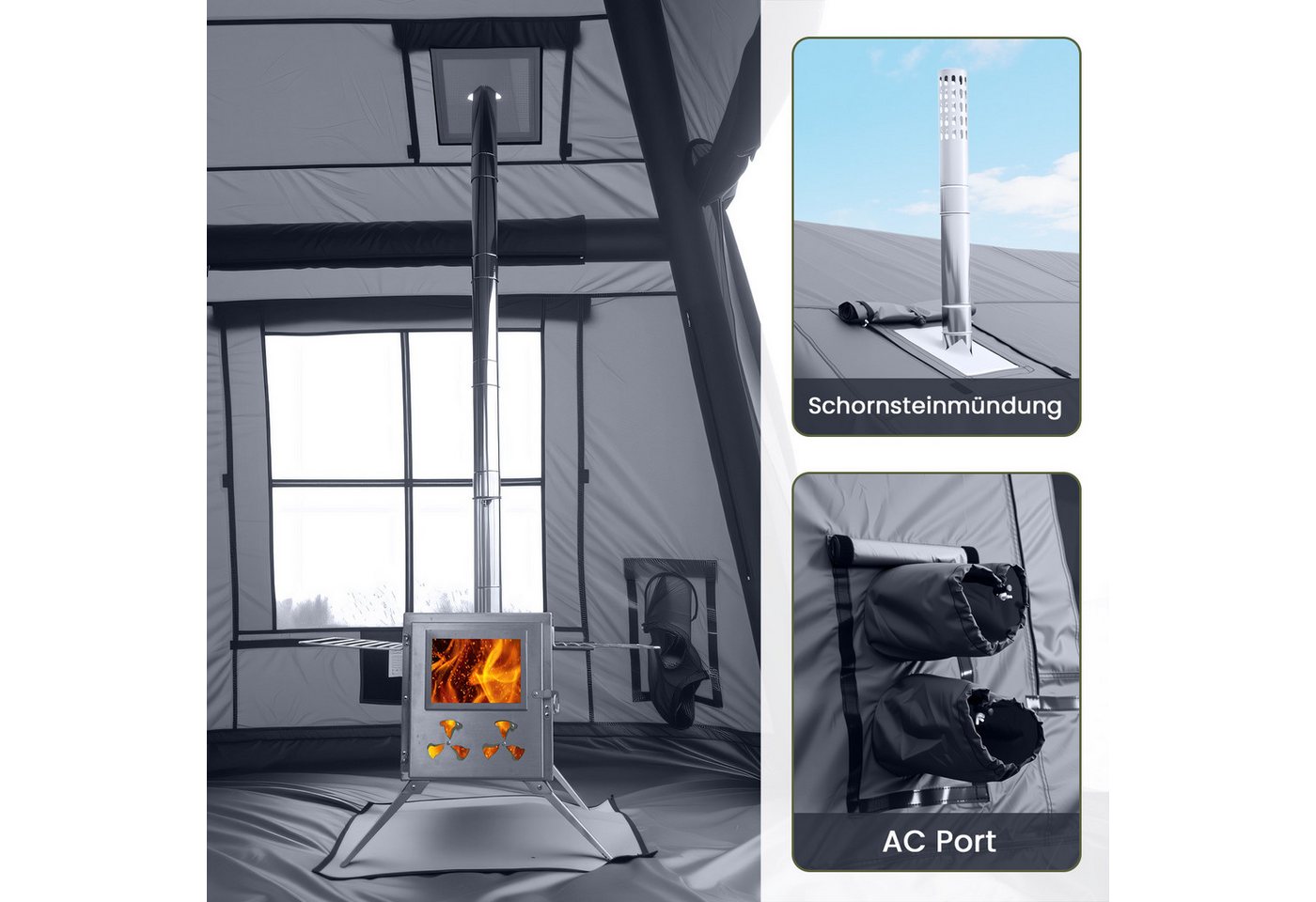 Meulbaty aufblasbares Zelt Air Glamping Zelte, Gampingzelt aus Oxford-Stoff, Personen: 8 (1 tlg), mit aufrollbarem Trennvorhang & 4 großzügigen Belüftungsfenstern Bild 4