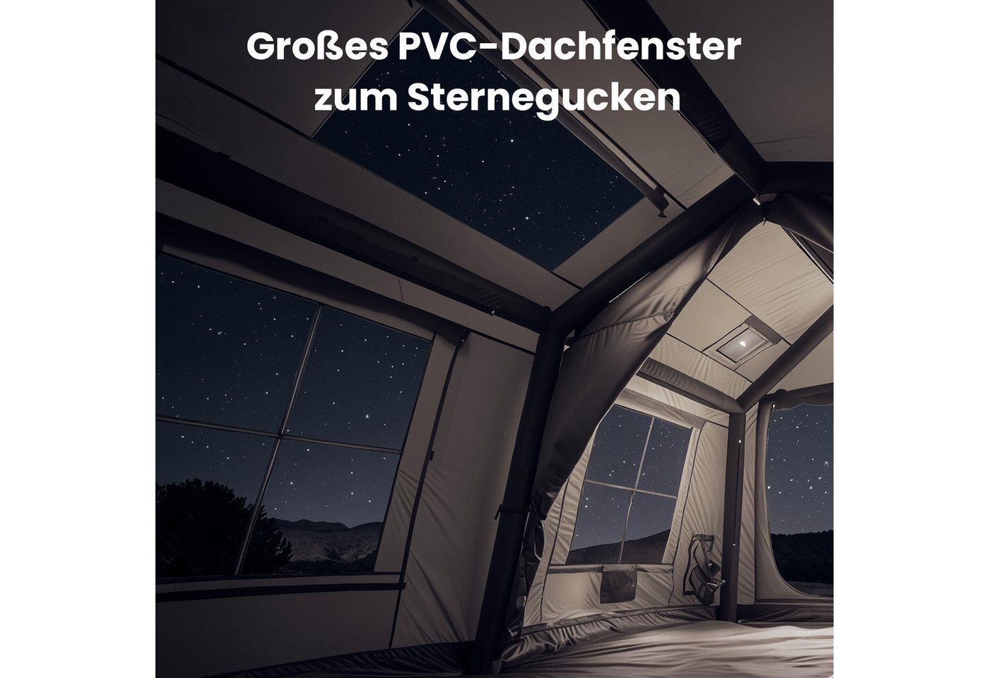Meulbaty aufblasbares Zelt Air Glamping Zelte, Gampingzelt aus Oxford-Stoff, Personen: 8 (1 tlg), mit aufrollbarem Trennvorhang & 4 großzügigen Belüftungsfenstern Bild 5