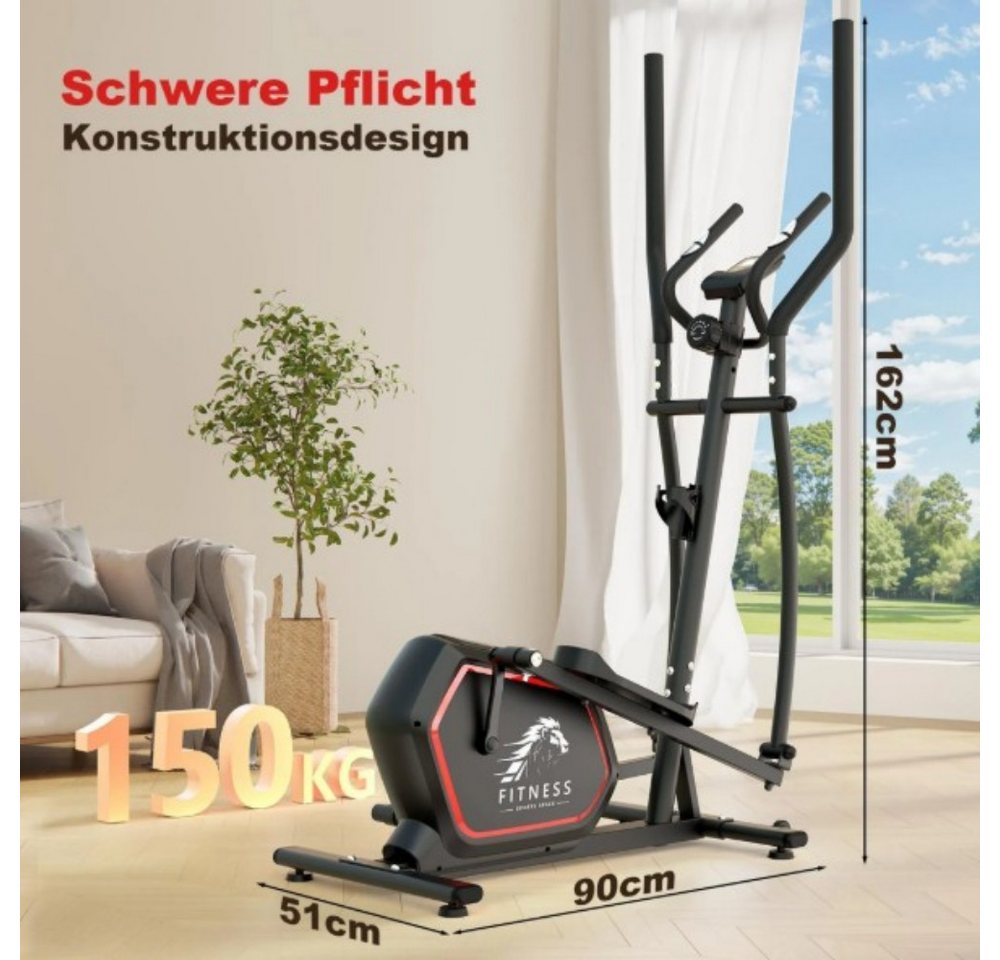 Hamlody Crosstrainer Magnetisches Ellipsentrainer für Ganzkörpertraining, 10kg Widerstand (90 x 51 x 162 cm (L/B/H), Ausgestattet mit Transportrollen, Betriebsgeräusch < 30 dB), Magnetisches Bremssystem Bild 2