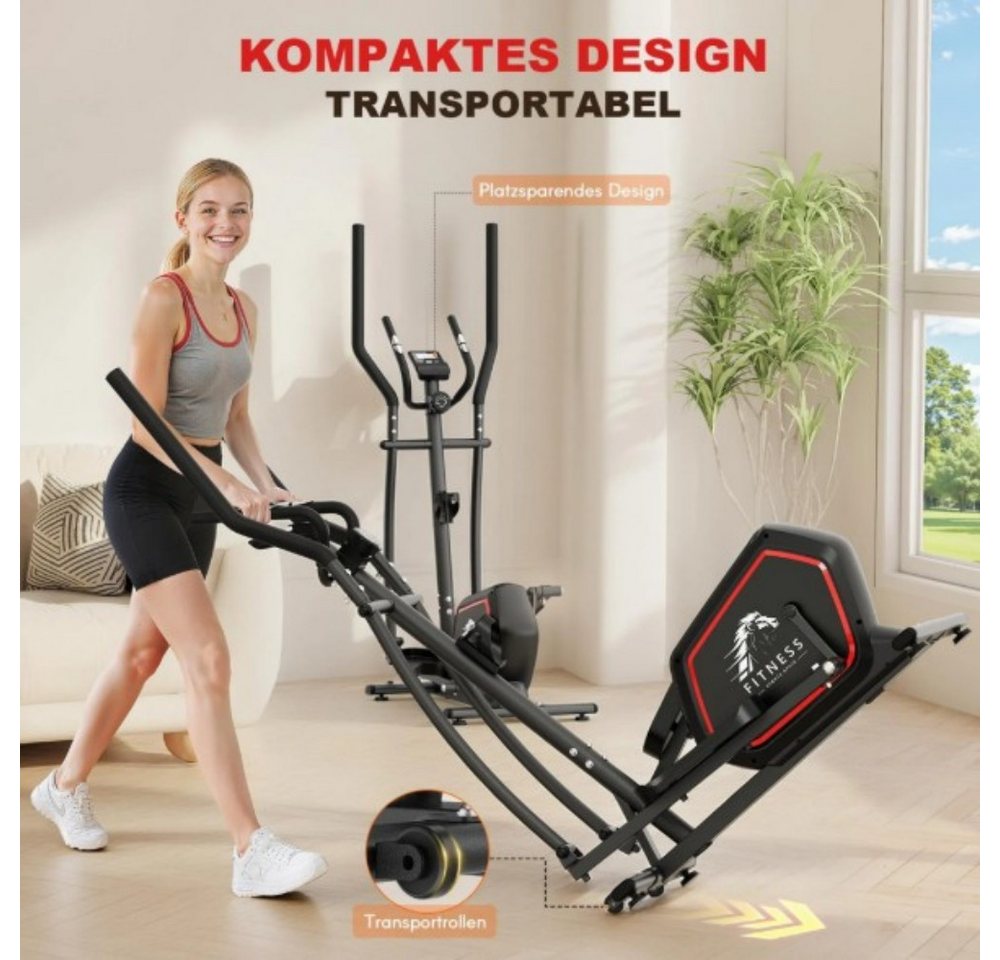 Hamlody Crosstrainer Magnetisches Ellipsentrainer für Ganzkörpertraining, 10kg Widerstand (90 x 51 x 162 cm (L/B/H), Ausgestattet mit Transportrollen, Betriebsgeräusch < 30 dB), Magnetisches Bremssystem Bild 5