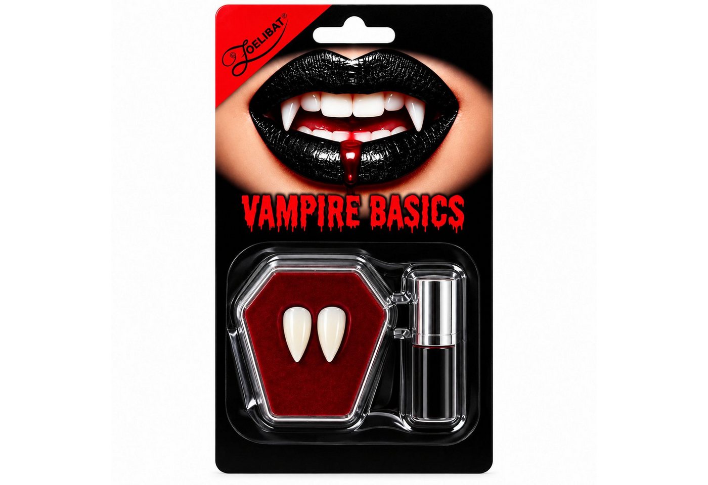 Zoelibat Theaterschminke Vampir Eckzähne + Mini Lippenstift