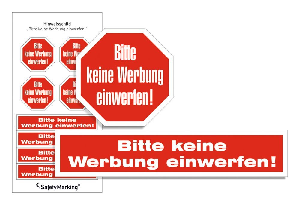 SafetyMarking Hinweisschild Bitte keine Werbung einwerfen (2 Motive)
