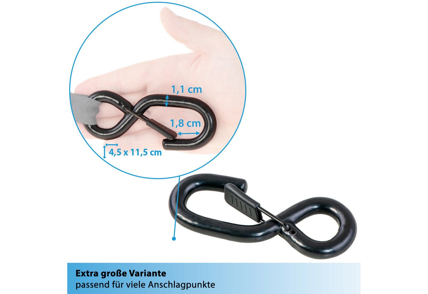 valonic Spanngurt valonic CLAW 2x S-Haken, 650 Kg gummiert, Sicherheitsverschluss, Öse Bild 5