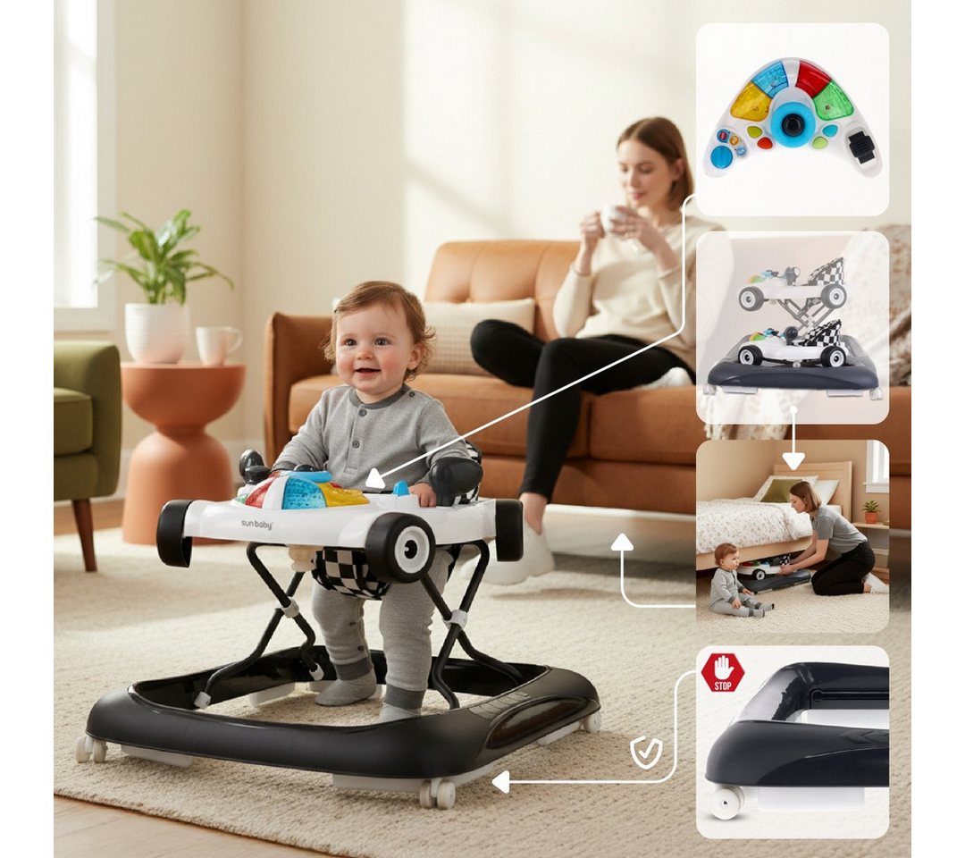 Sun Baby Lauflernhilfe SUN BABY Lauflernwagen Rennwagen 6-12 M. bis 12 kg - Schwarz-Weiß Bild 4