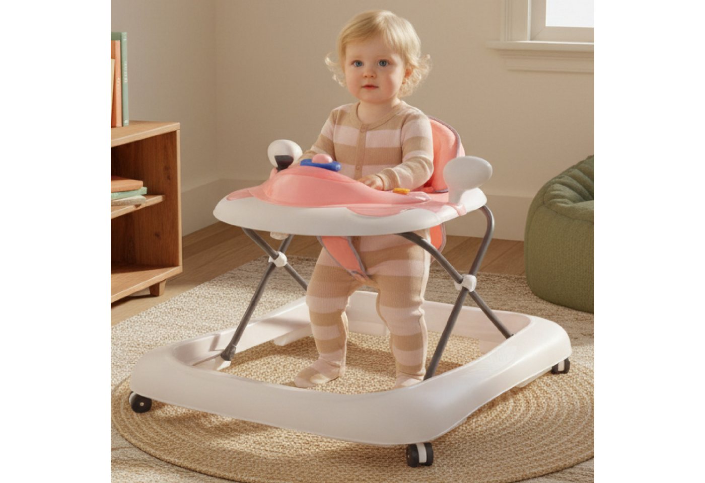 Sun Baby Lauflernhilfe SUN BABY Lauflernwagen interaktiv 3-stufig 360° Räder - Rosa-Grau Bild 3