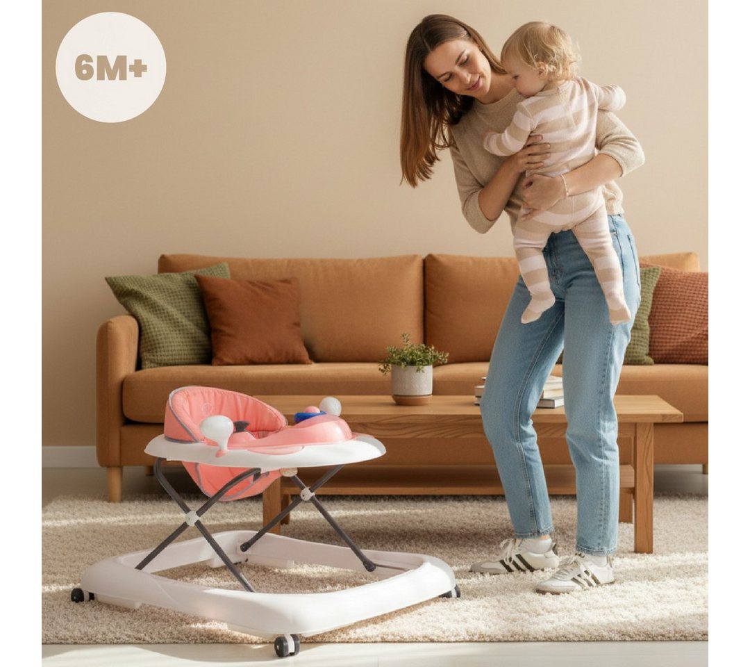 Sun Baby Lauflernhilfe SUN BABY Lauflernwagen interaktiv 3-stufig 360° Räder - Rosa-Grau Bild 5