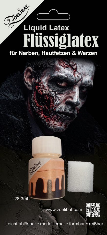 feiermeier Theaterschminke Flüssiges Latex 28,3 ml, Weiß - Für Narben - Hall