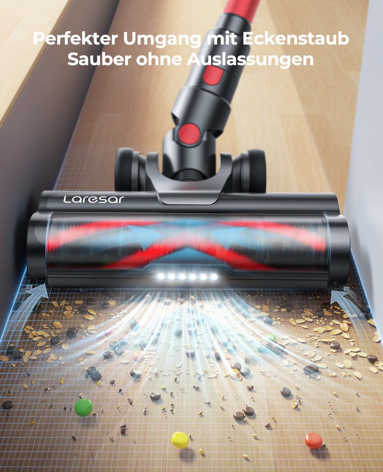 Laresar Akku-Hand-und Stielstaubsauger Akku-Staubsauger 68000Pa, 55 Min Laufzeit, 1.5L, leise, 450 W, 68000Pa 55Min Akku Staubsauger, Stabstaubsauger für Hartböden Teppiche Tierhaare Bild 3