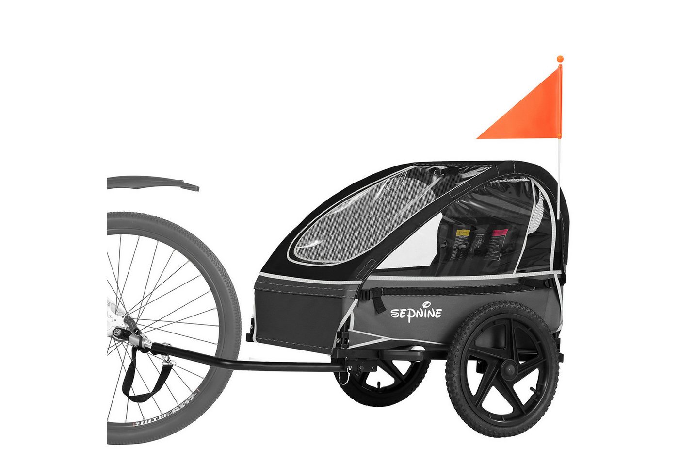 SEPNINE Fahrradkinderanhänger Platzsparender Fahrradanhänger für Kinder – faltbar, für 1–2 Kids