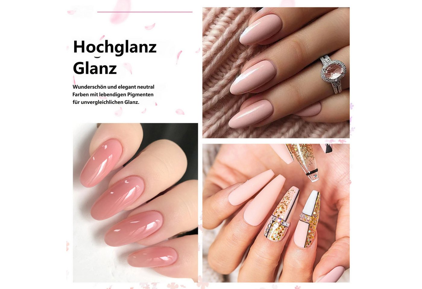 KINSI Lichthärtungsgerät Gel‑Nagellack Set mit UV‑LED Lampe| 6 Farben Gellack,Basis‑Topcoat, Nagelzubehör für Heim‑Maniküre