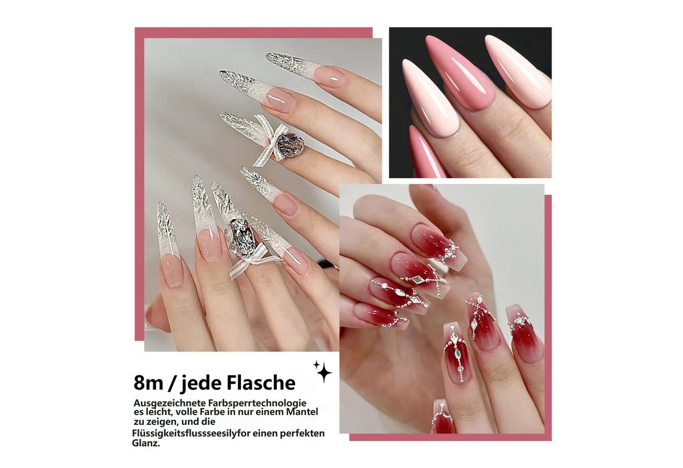 KINSI Lichthärtungsgerät Gel‑Nagellack Set mit UV‑LED Lampe| 6 Farben Gellack,Basis‑Topcoat, Nagelzubehör für Heim‑Maniküre Bild 2
