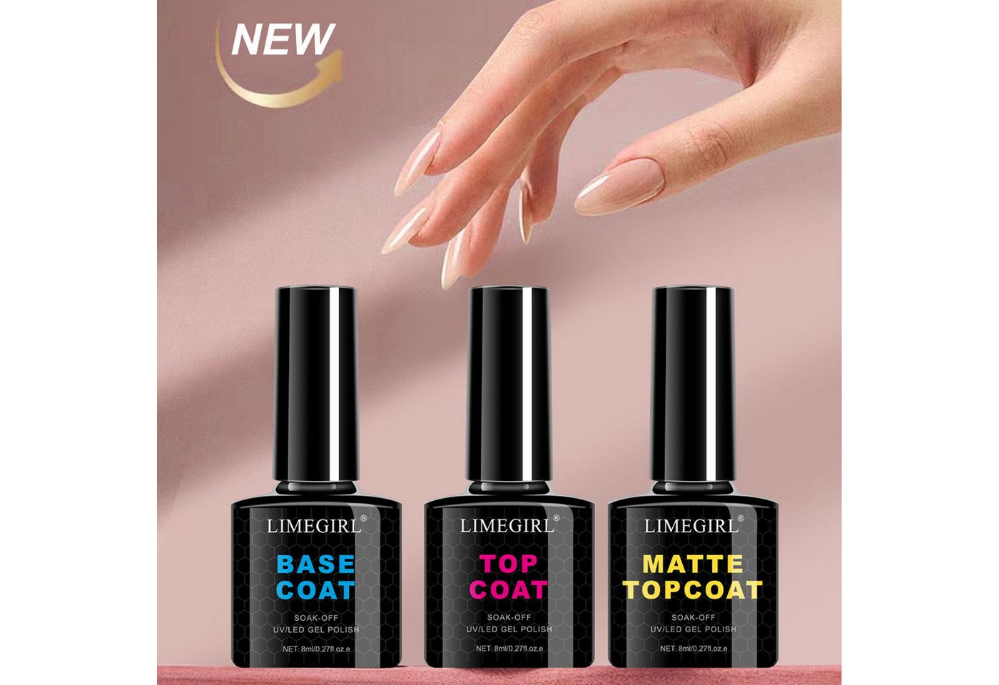 KINSI Lichthärtungsgerät Gel‑Nagellack Set mit UV‑LED Lampe| 6 Farben Gellack,Basis‑Topcoat, Nagelzubehör für Heim‑Maniküre Bild 5