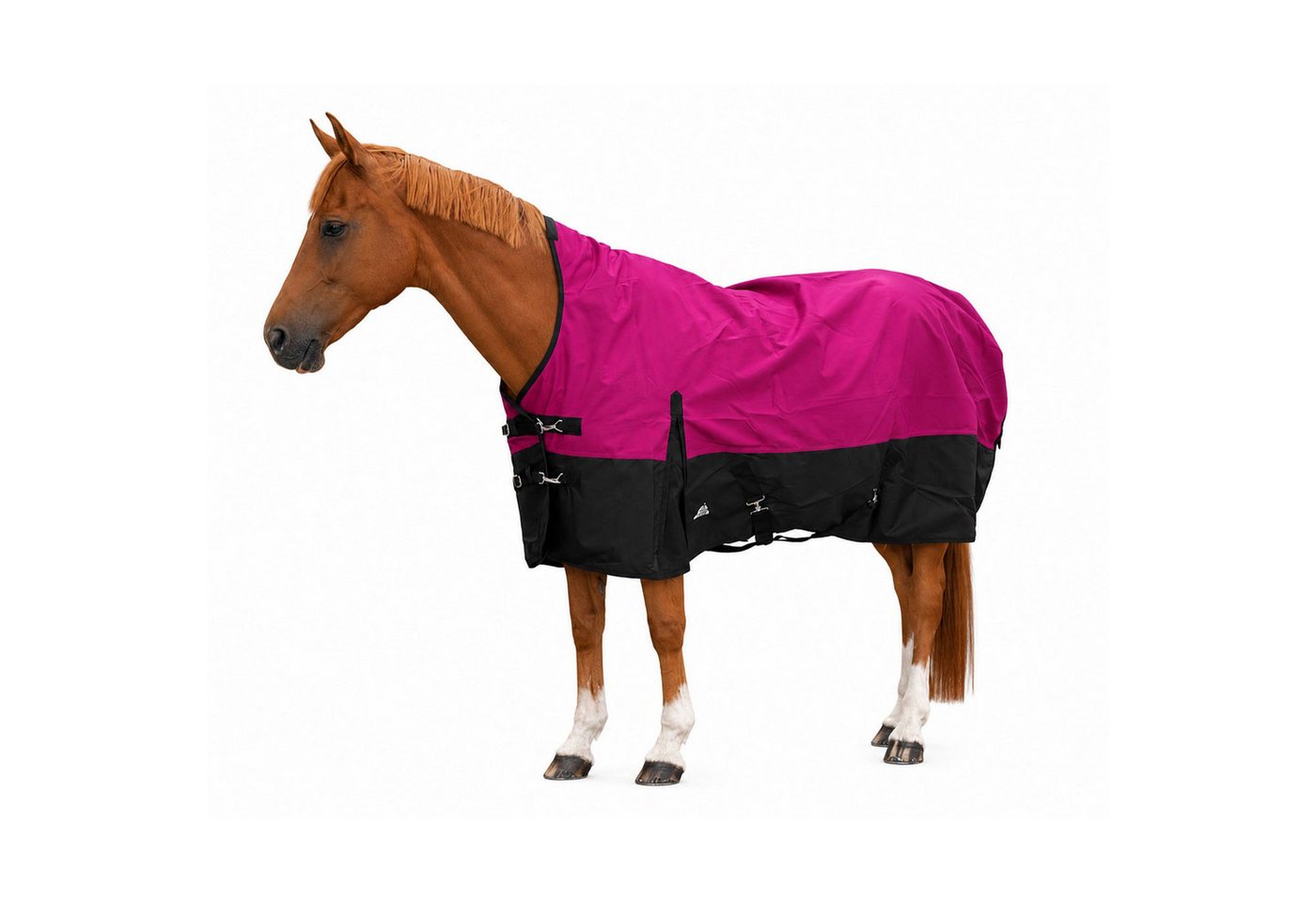 Brama-West Pferde-Regendecke Outdoordecke Elodie 1200D HN Fleece Raspberry/Schwarz Bild 5