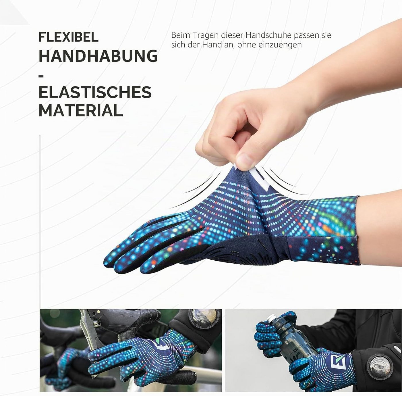 ROCKBROS Fahrradhandschuhe Rutschfeste Fahrradhandschuhe leicht elastisch für Damen und Herren Bild 3