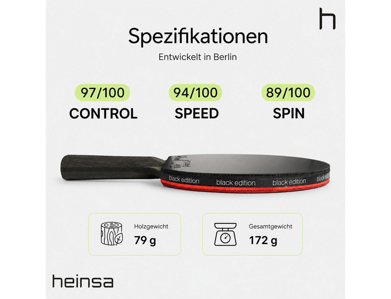 heinsa Tischtennisschläger heinsa Tischtennisschläger Tischtennis-Set Black Edition (8-tlg) Bild 4