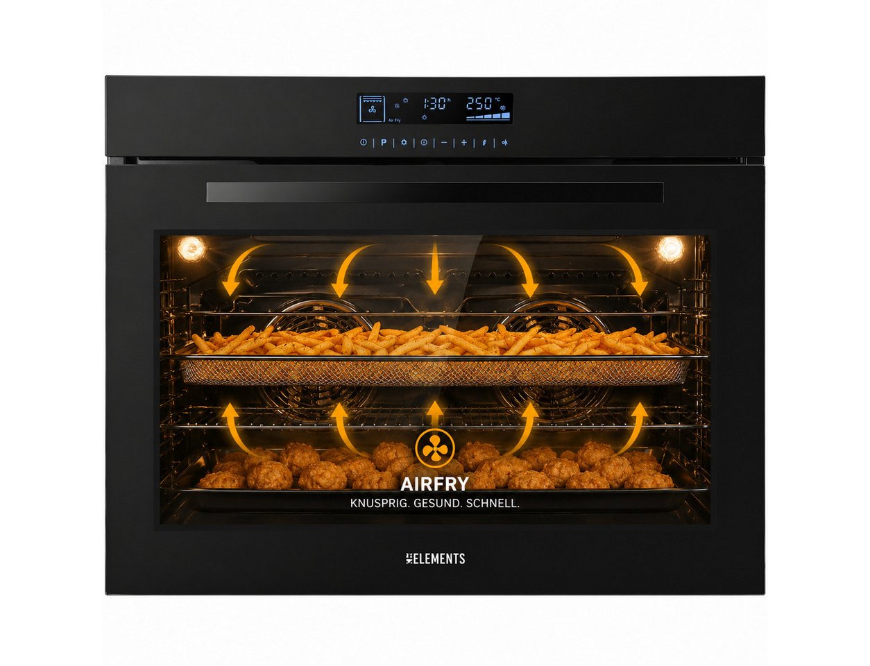 KB Elements Einbaubackofen 90 cm Einbaubackofen 125 Liter Air Fry Rotisserie Full Touch Display, mit 1-fach-Teleskopauszug, Air Fry, AQUA CLEAN,Full Touch,EEK A+ Bild 4