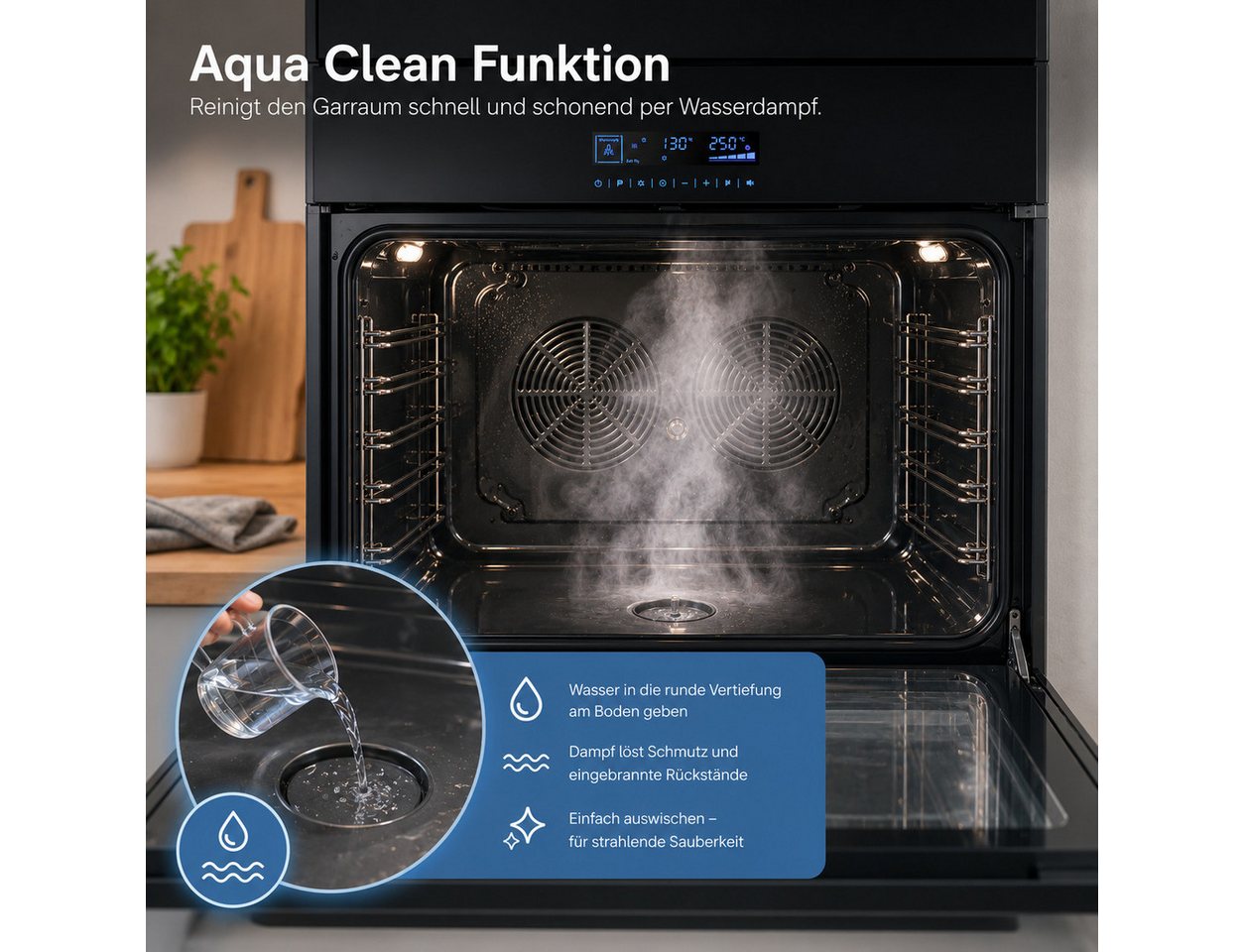 KB Elements Einbaubackofen 90 cm Einbaubackofen 125 Liter Air Fry Rotisserie Full Touch Display, mit 1-fach-Teleskopauszug, Air Fry, AQUA CLEAN,Full Touch,EEK A+ Bild 5