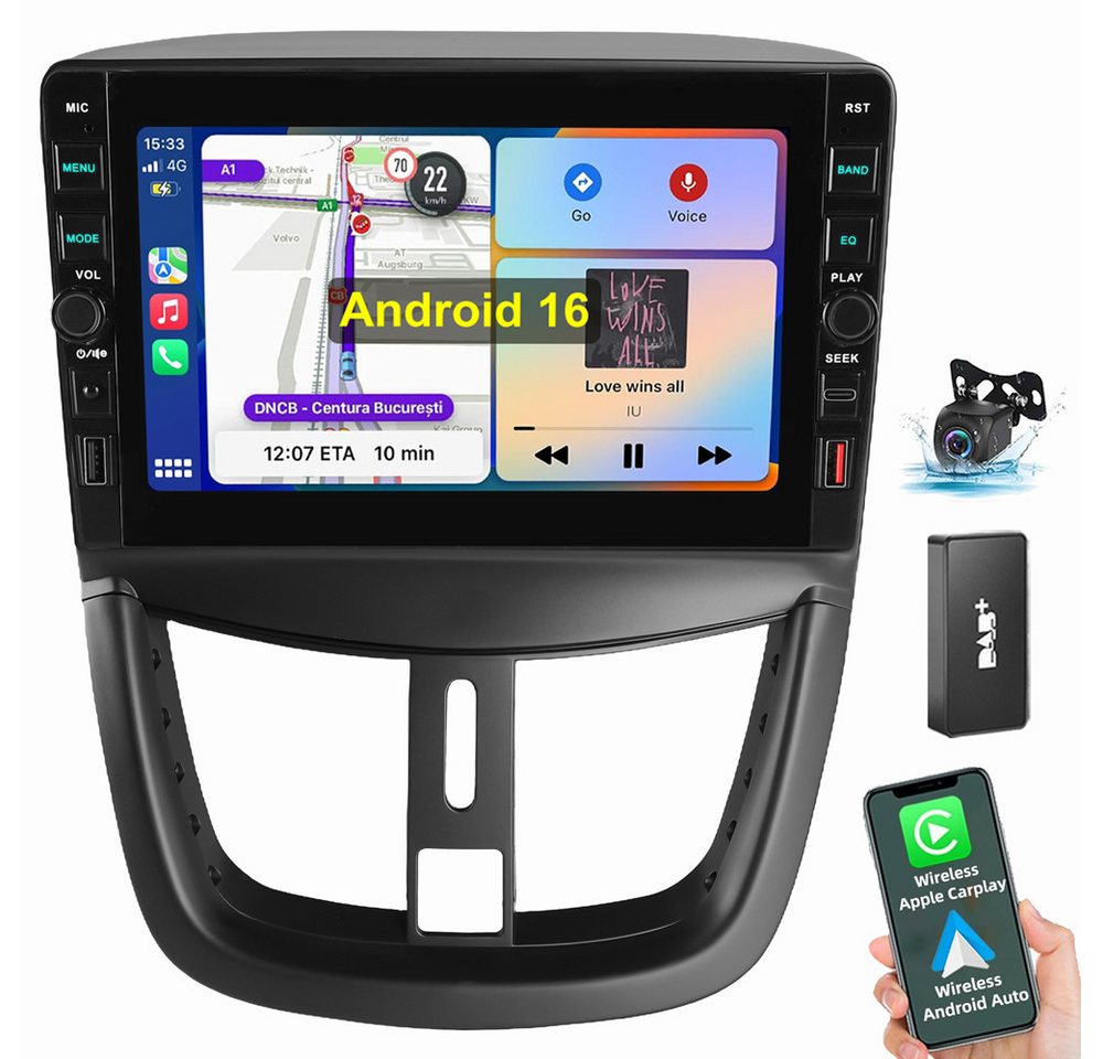 ESSGOO Für Peugeot 207 CC Carplay Navi WiFi Bluetooth Autoradio (RDS, Digitalradio (DAB), FM) Bild 4