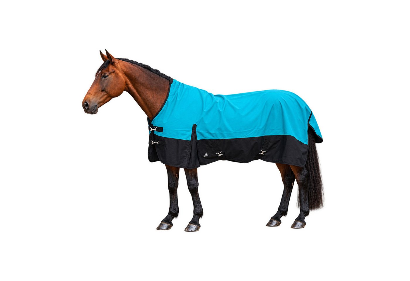 Brama-West Pferde-Regendecke Outdoordecke Solano 1200D HN Aqua/Schwarz Bild 2