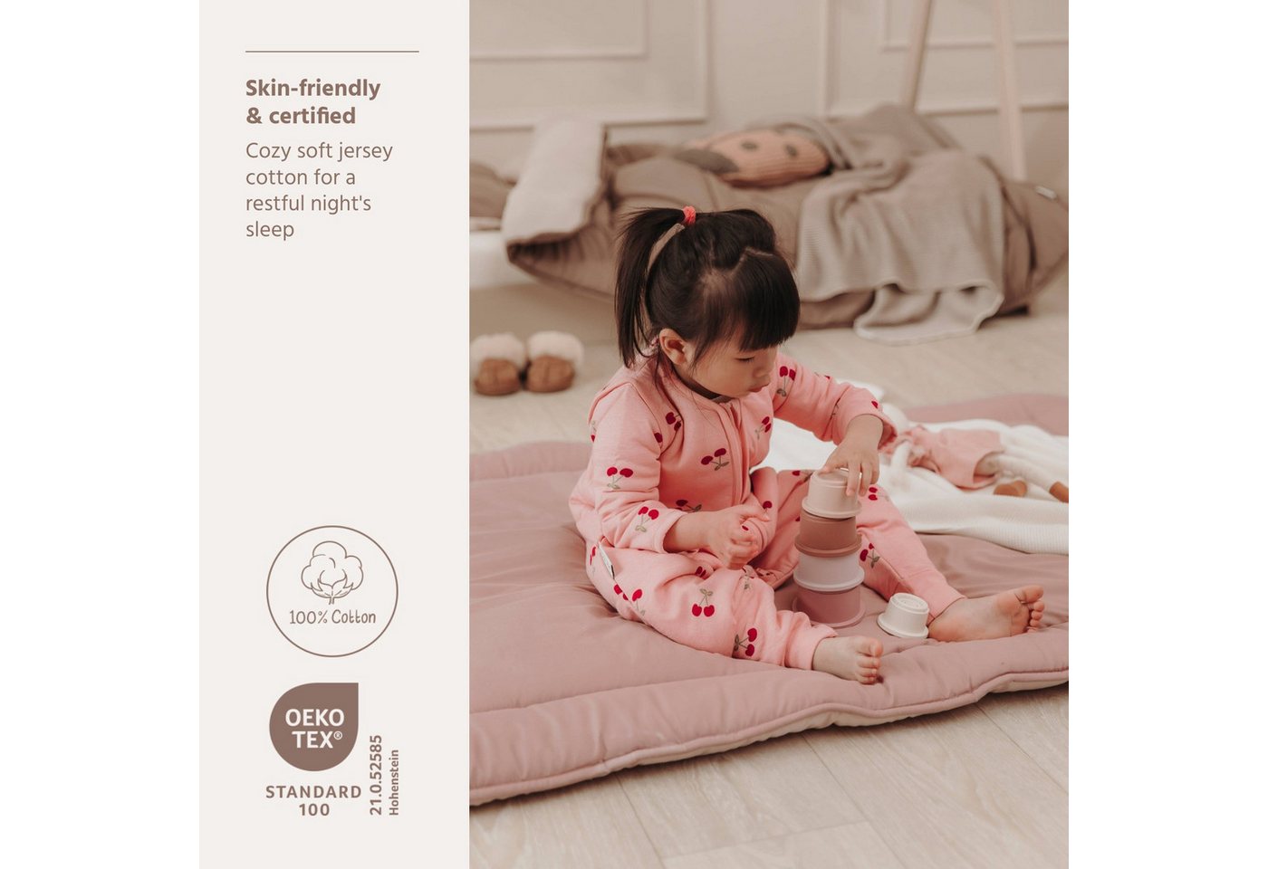 Meyco Baby Babyschlafsack Cherry Soft Rose (1 tlg), 80cm Bild 4