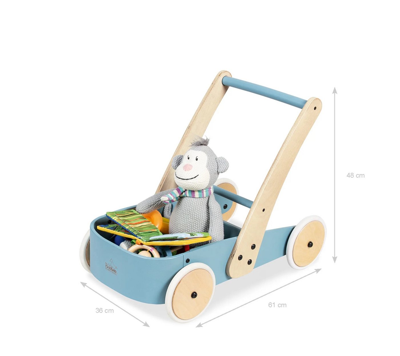 Pinolino® Lauflernwagen Fiete Lauflernhilfe mit Bremssystem - Lauflernhilfe aus Holz in Blau, (1-tlg), Laufenlernen durch einstellbare Bremse, Fördert Motorik Bild 3
