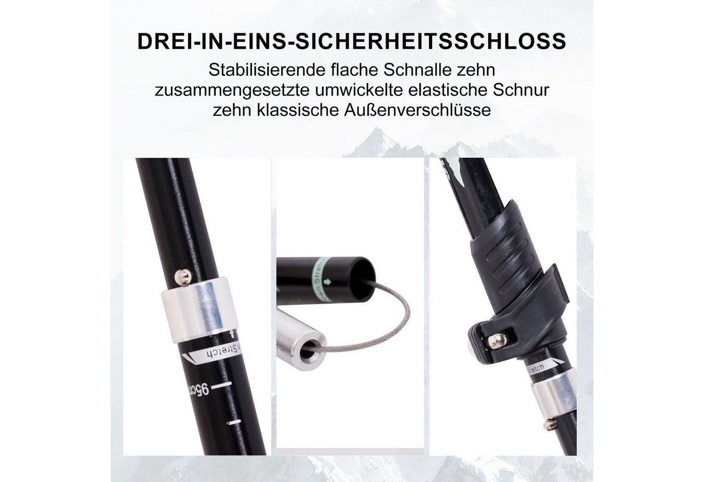 Mutig Wanderstöcke Verstellbare Wanderstöcke,leicht,robust,Faltbare Trekkingstöcke (Ergonomische Trekkingstöcke mit reichhaltigem Zubehör als Wanderhilfen, Geeignet für Männer und Frauen, ideal für Skifahren und Wandern), Leichte, teleskopische Trekkingstöcke für den Bergsport Bild 3