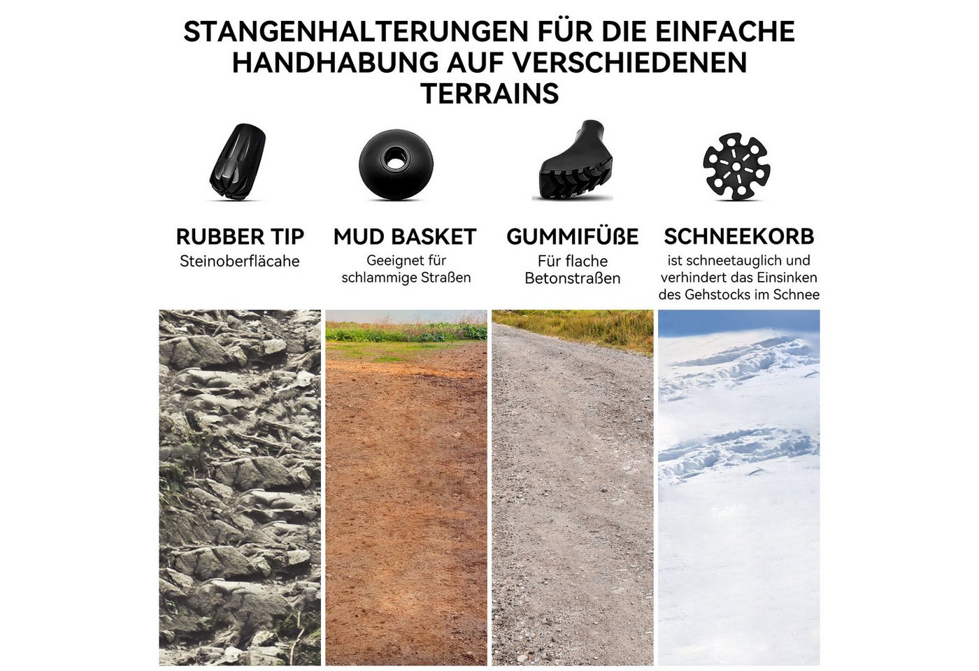 Mutig Wanderstöcke Verstellbare Wanderstöcke,leicht,robust,Faltbare Trekkingstöcke (Ergonomische Trekkingstöcke mit reichhaltigem Zubehör als Wanderhilfen, Geeignet für Männer und Frauen, ideal für Skifahren und Wandern), Leichte, teleskopische Trekkingstöcke für den Bergsport Bild 5